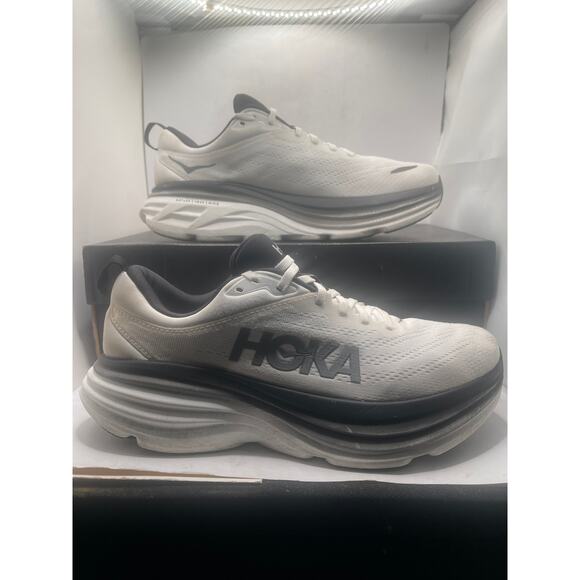 Hoka One One Bondi 8 White Black Size US9.5D